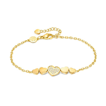 Bracciale acciaio oro Nomination Miss Trendy donna con cuori e zirconi 029300-006-1