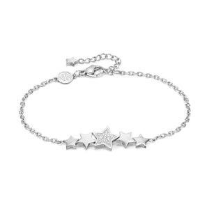 Bracciale della collezione Nomination Miss Trendy da donna in acciaio inossidabile 316L argento con stelle e zirconi 029300/007