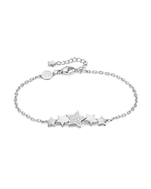 Bracciale della collezione Nomination Miss Trendy da donna in acciaio inossidabile 316L argento con stelle e zirconi 029300/007