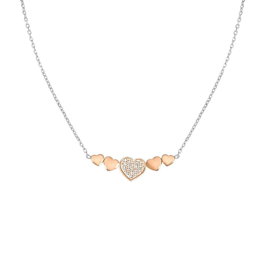 Collana acciaio oro rosa Nomination Miss Trendy donna con cuori e zirconi 029301-005-1