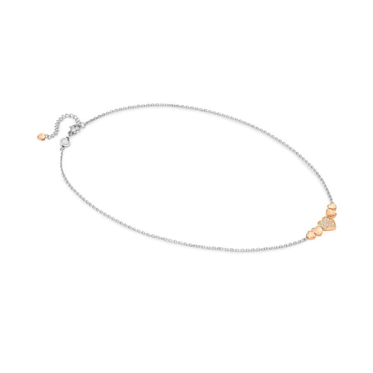 Collana acciaio oro rosa Nomination Miss Trendy donna con cuori e zirconi 029301-005-2