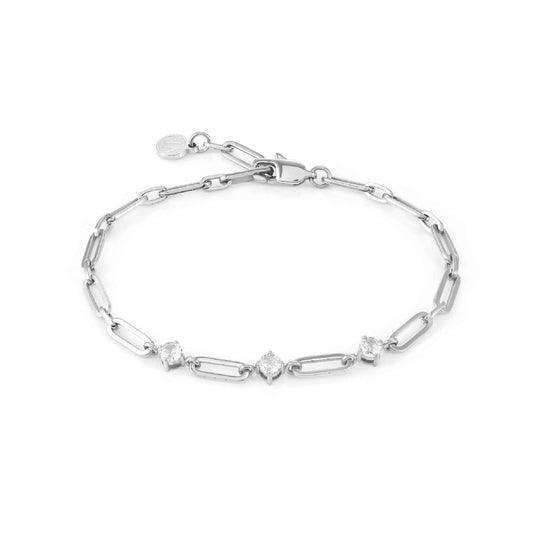 Bracciale acciaio argento Nomination Chainofstyle donna maglie ovali e zirconi 029400-001-1