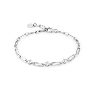 Bracciale Nomination Chainofstyle da donna in acciaio inossidabile 316L argento con maglie ovali e zirconi bianchi 029400/001