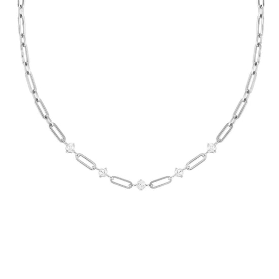Collana acciaio argento Nomination Chainofstyle donna maglie ovali e zirconi 029401-001-1