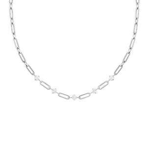 Collana Nomination Chainofstyle da donna in acciaio inossidabile 316L argento con maglie ovali e zirconi bianchi 029401/001