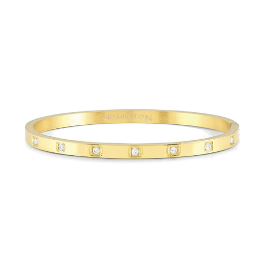 Bracciale rigido da donna Nomination Pretty Bangles in acciaio con pvd oro e zirconi 029507-012-1