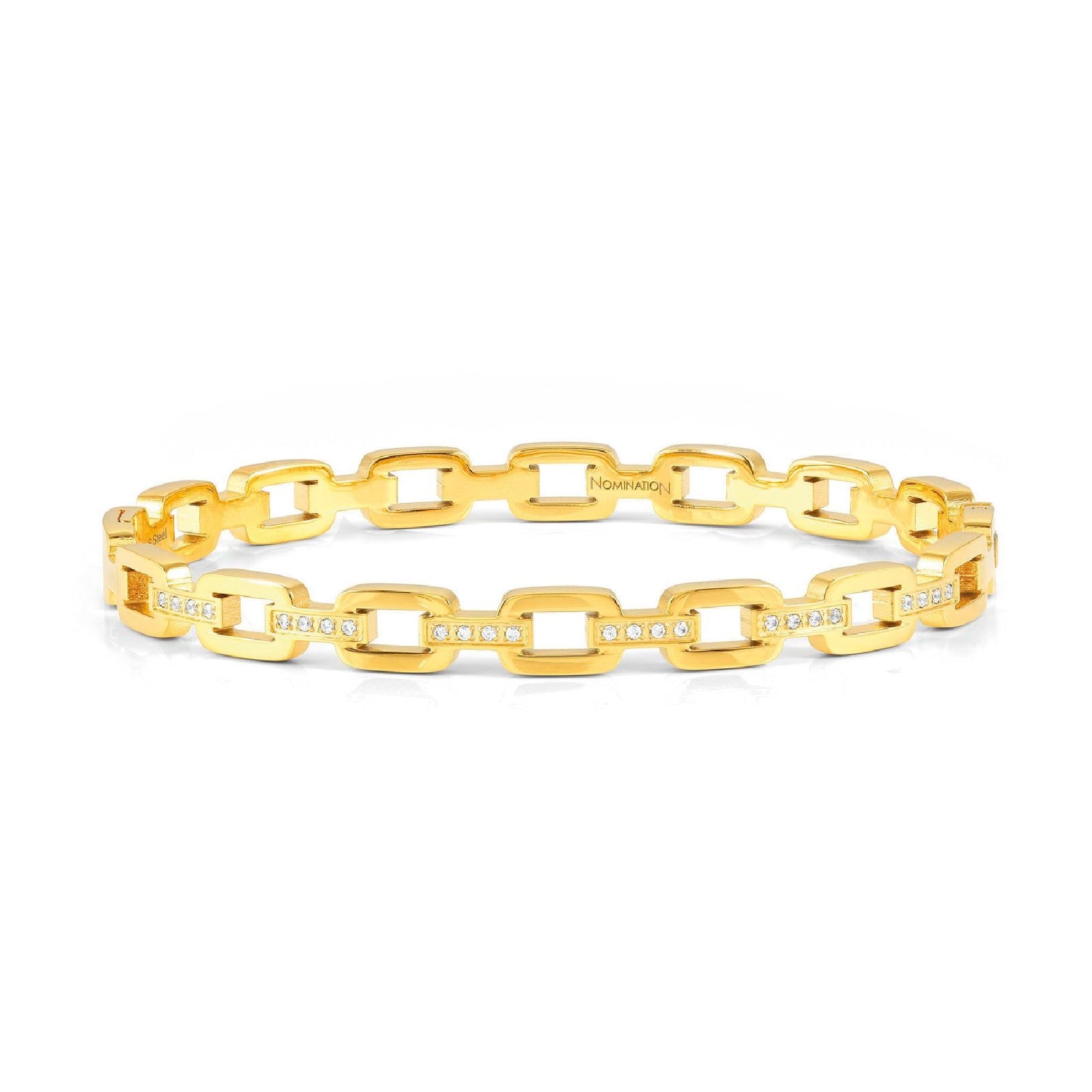 Bracciale rigido da donna Nomination Pretty Bangles in acciaio con finitura oro e zirconi bianchi 029509-012-1