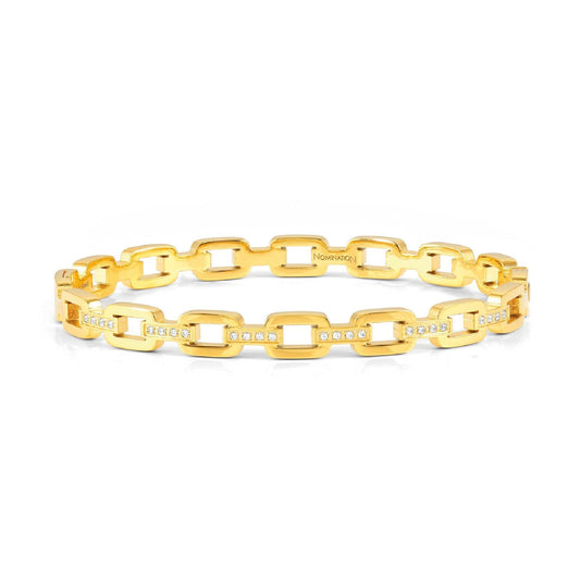 Bracciale rigido da donna Nomination Pretty Bangles in acciaio con finitura oro e zirconi bianchi 029509-012-1