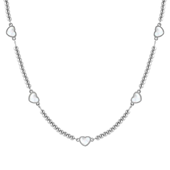Collana Nomination sfere in acciaio e cuori in madreperla MISURA UNICA