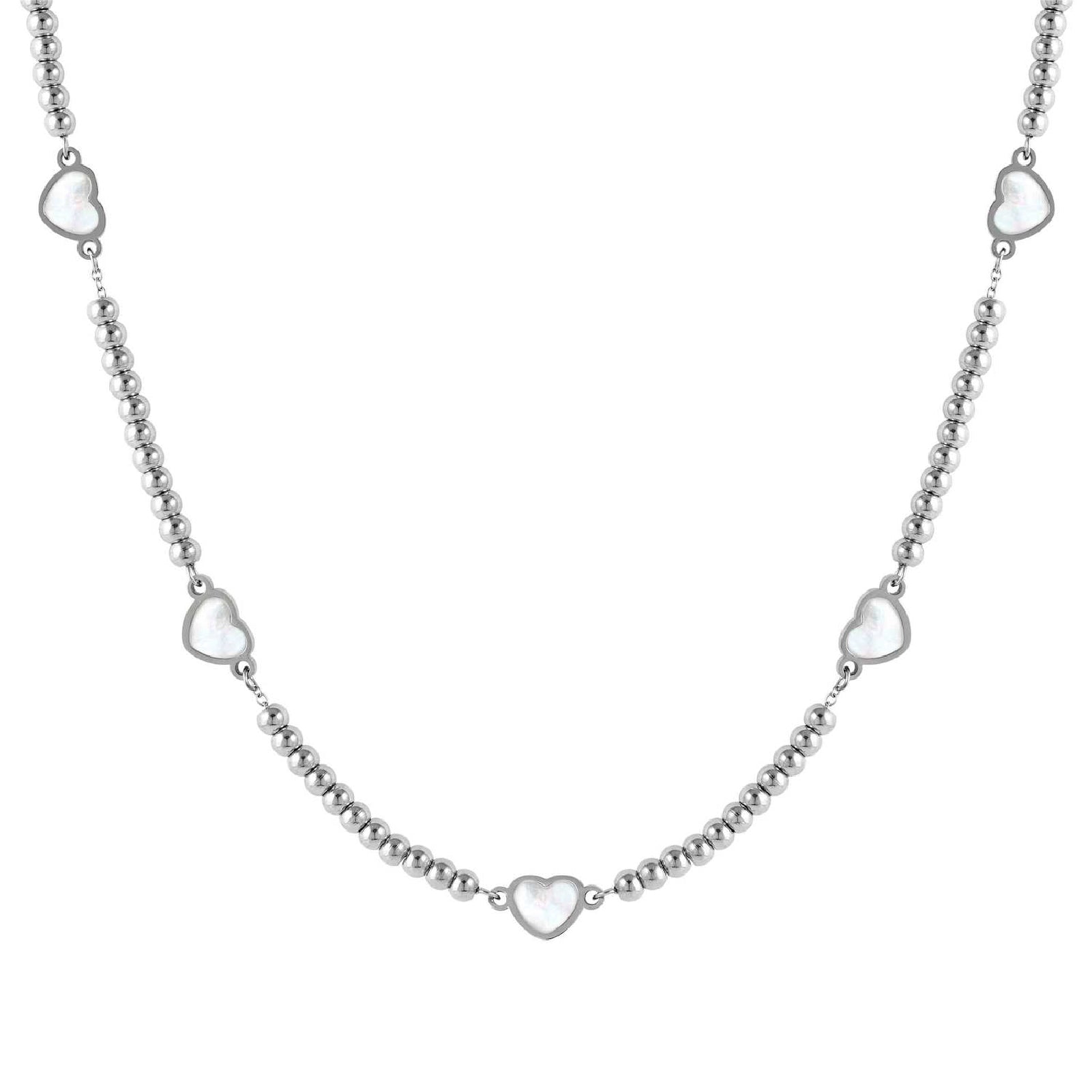 Collana Nomination sfere in acciaio e cuori in madreperla MISURA UNICA