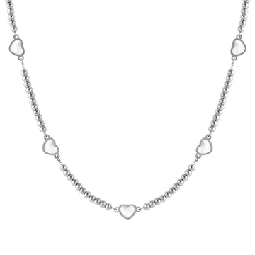 Collana Nomination sfere in acciaio e cuori in madreperla MISURA UNICA