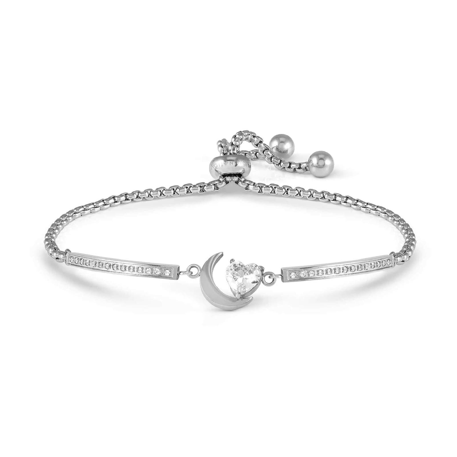 Bracciale Nomination Milleluci in acciaio e zirconi con luna Regolabile 14-19 cm
