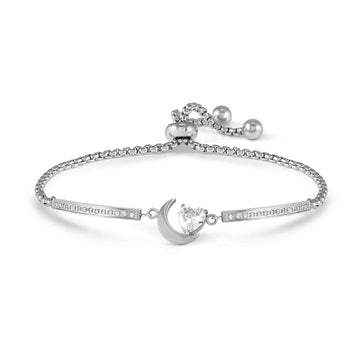 Bracciale Nomination Milleluci in acciaio e zirconi con luna Regolabile 14-19 cm