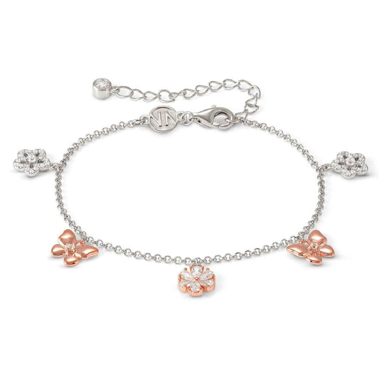 Collana Nomination in argento con ciondoli oro rosa e zirconi Regolabile 15-19 cm