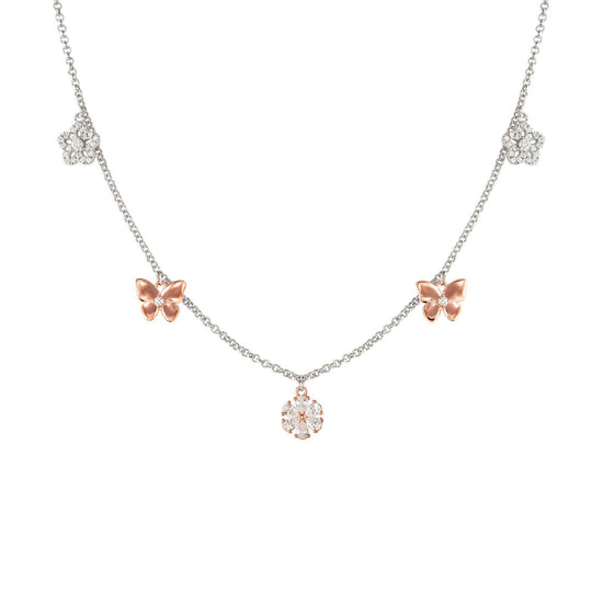 Collana Nomination in argento con ciondoli rosé e zirconi MISURA UNICA