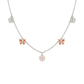 Collana Nomination in argento con ciondoli rosé e zirconi MISURA UNICA