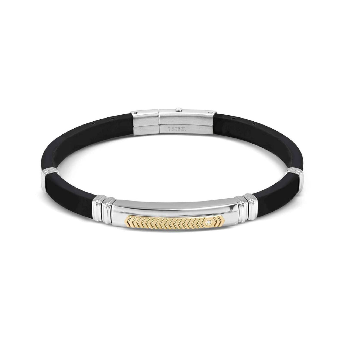 Bracciale Nomination in acciaio caucciù nero e zircone 21 cm