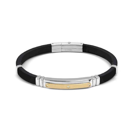 Bracciale Nomination in acciaio e pvd oro caucciù e zircone 21 cm