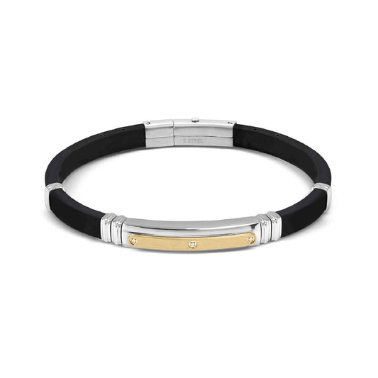 Bracciale Nomination in acciaio e pvd oro caucciù e zircone 21 cm