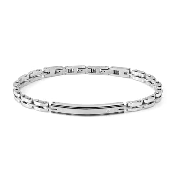 Bracciale catena Nomination in acciaio con diamante targhetta 22 cm