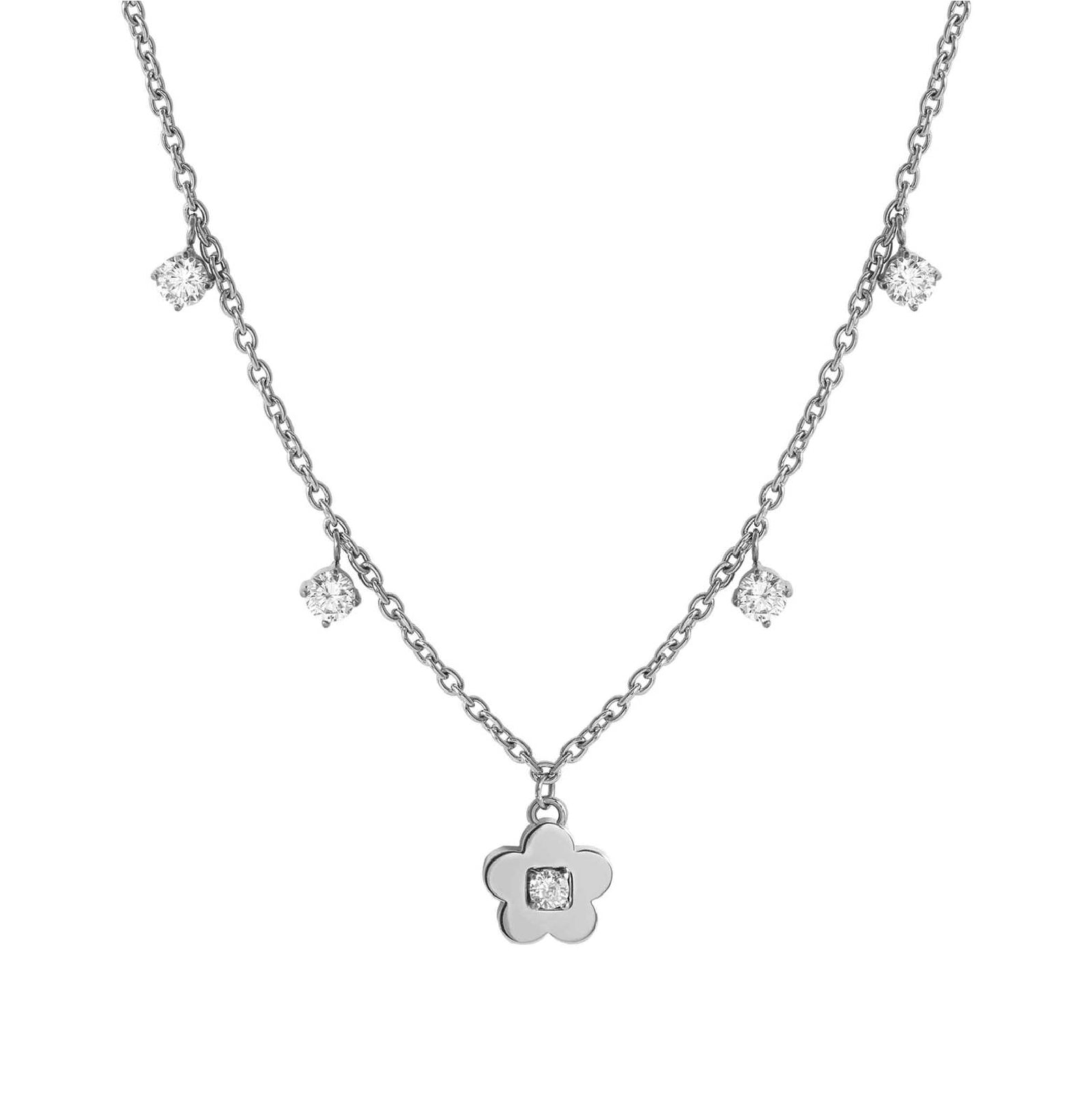 Collana girocollo Nomination in acciaio con fiore e zirconi 059