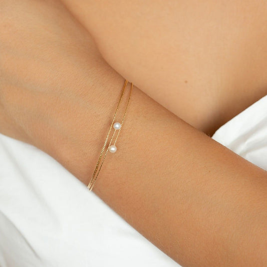 Bracciale donna MagicWire Galassie multifili in oro giallo e 2 perle 06-B-GPB-01-2