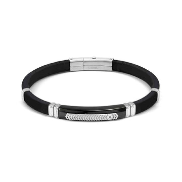 Bracciale Nomination in acciaio caucciù e zircone nero 21 cm