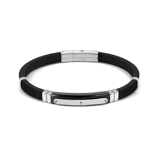 Bracciale Nomination in acciaio caucciù e tre zirconi 21 cm