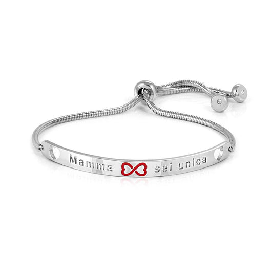 Bracciale acciaio Nomination Mamma sei unica con cuori Regolabile 14-19cm
