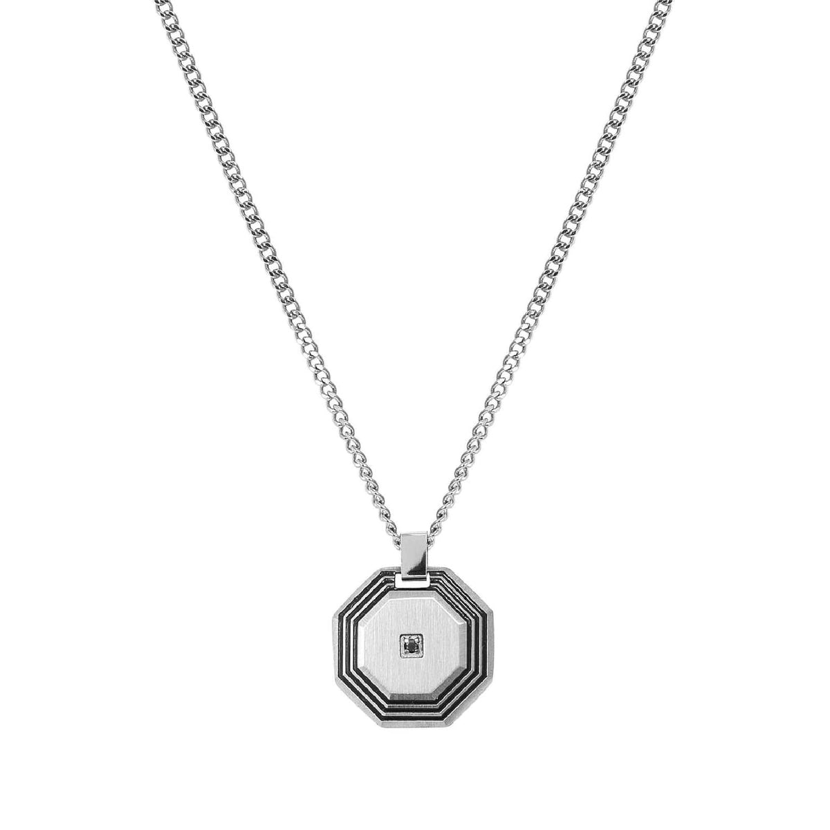 Collana catena Nomination in acciaio diamante nero ottagono MISURA UNICA