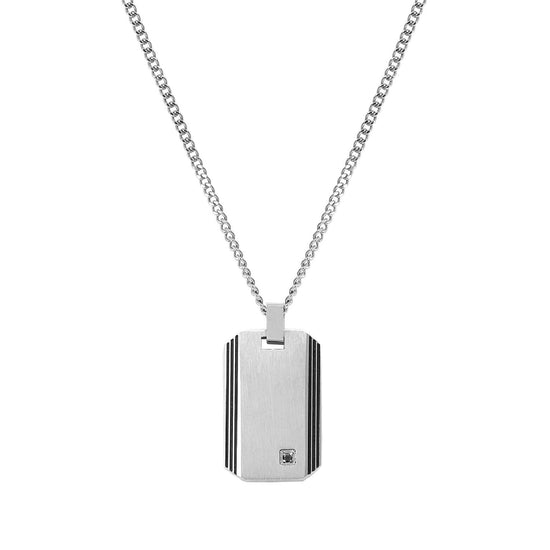 Collana Nomination in acciaio con diamante black targhetta MISURA UNICA