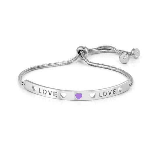Bracciale in acciaio Nomination Love Love con cuore viola Regolabile 14-19cm
