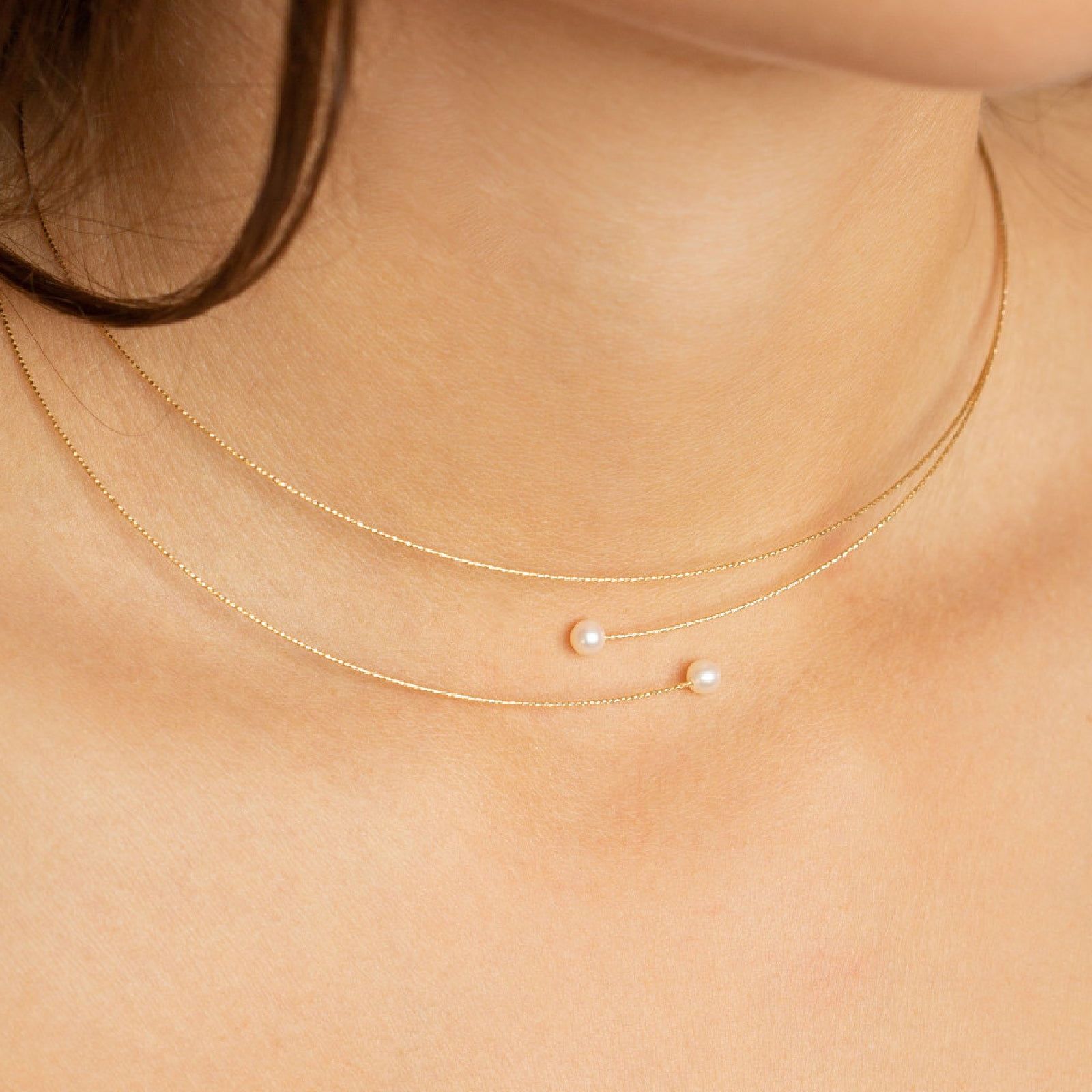 Collana donna MagicWire Galassie multifili in oro giallo e 2 perle 07-C-GPB-01-2