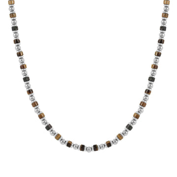 Collana Nomination in acciaio con occhio di tigre da uomo MISURA UNICA