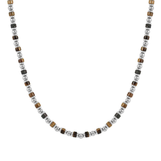 Collana Nomination in acciaio con occhio di tigre da uomo MISURA UNICA