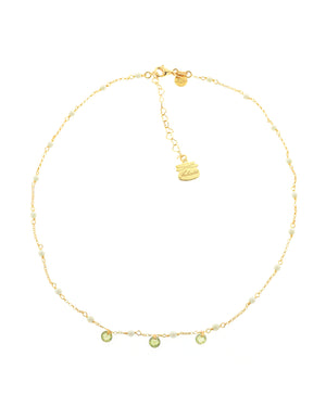 Collana girocollo da donna della collezione Piti Malì Crystal in argento 925 dorato con perline di swarovski e cristalli verdi 1017/C-AM
