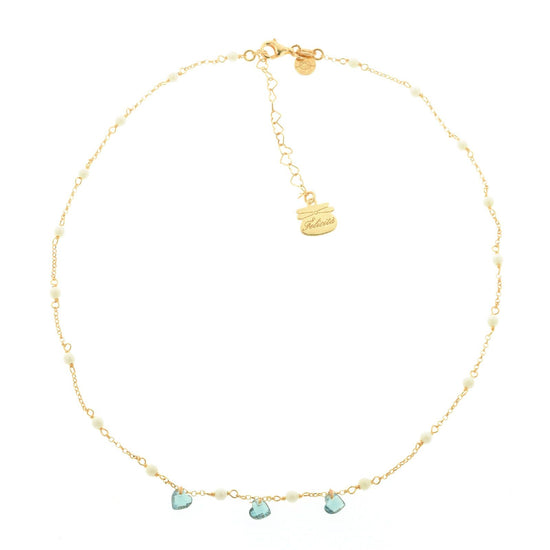 Collana donna Piti Malì Crystal argento dorato swarovski e cristalli azzurri cuore 1018-C-AM-1