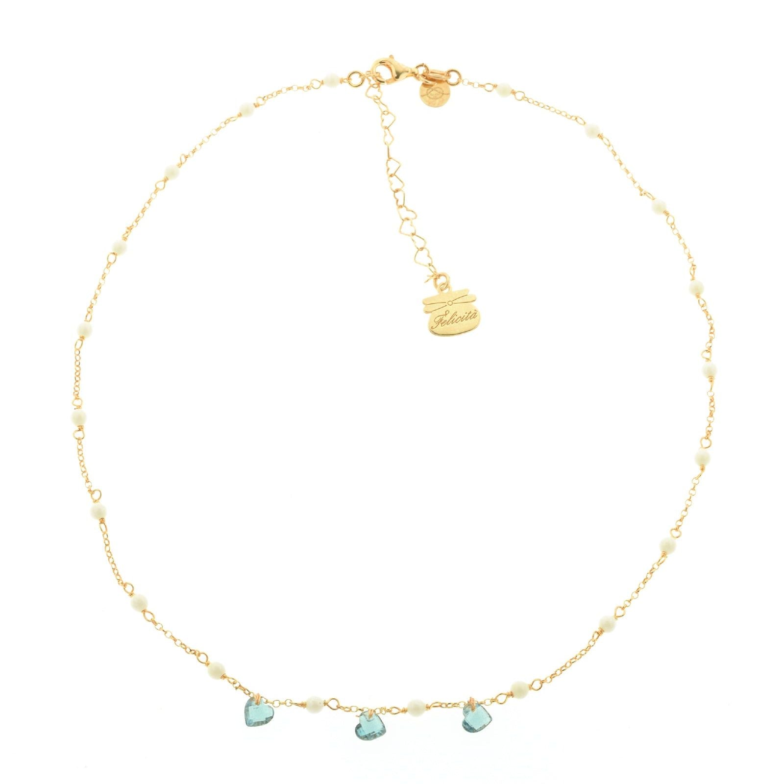 Collana donna Piti Malì Crystal argento dorato swarovski e cristalli azzurri cuore 1018-C-AM-1