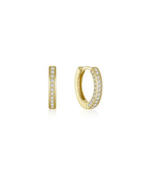 Orecchini a cerchio da donna Piti Malì Geometrical Hoop in argento 925 dorato impreziositi da una linea di cristalli 1034/O(OR)