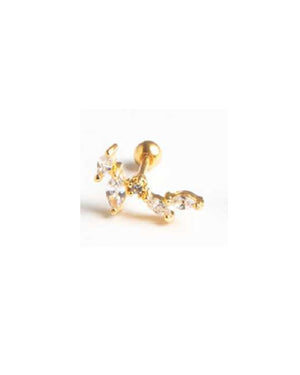 Mono orecchino a lobo da donna della collezione Piti Malì Ear Pierce in argento 925 dorato con piccoli cristalli bianchi 1063/O(OR)