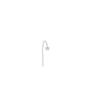 Mono orecchino saliscendi pendente da donna della collezione Piti Malì Skyfall in argento 925 rodiato con stella e pavé di cristalli 1064/O(AG)