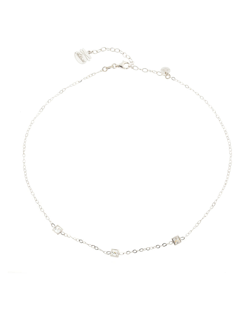 Collana girocollo da donna Piti Malì Bling Bling in argento 925 con tre cristalli quadrati posizionati al centro 1072/C-EM