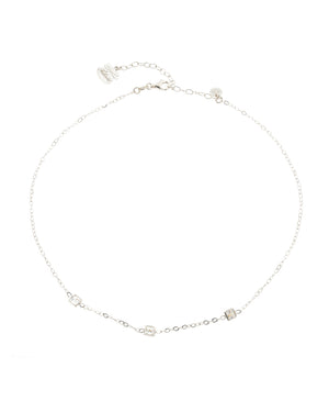 Collana girocollo da donna Piti Malì Bling Bling in argento 925 con tre cristalli quadrati posizionati al centro 1072/C-EM