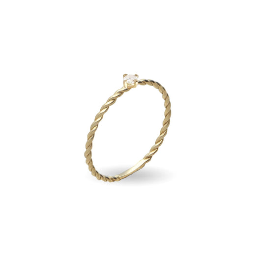 Anello Rubinia Filodamore intrecciato e diamante bianco 0,05ct 10