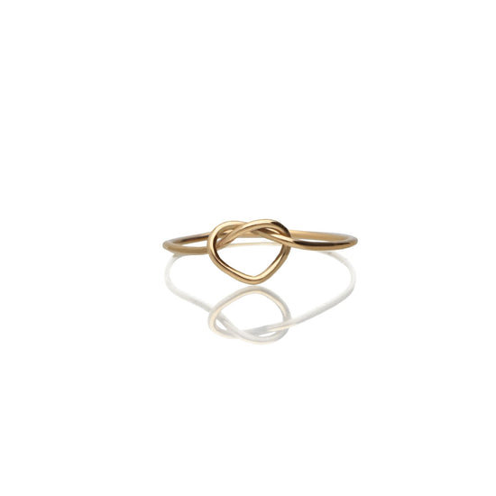 Anello Rubinia Filodamore oro giallo 9kt con cuoricino annodato 10