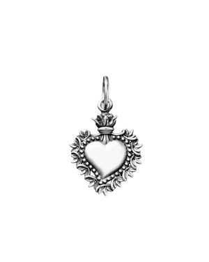 Charm pendente da donna della collezione Giovanni Raspini Charms in argento 925 a forma di cuore votivo con piccole foglie 11284