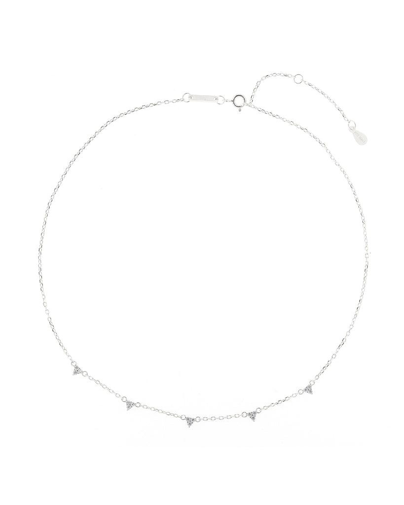 Collana girocollo da donna Piti Malì White Ice in argento 925 con 5 piccoli triangolini di cristallo 1142/C