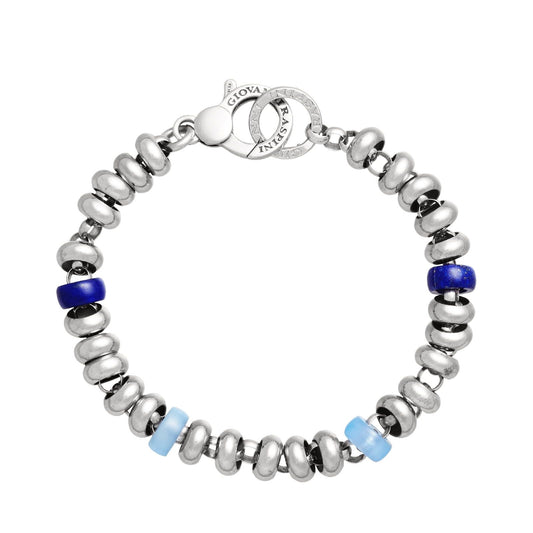 Bracciale catena donna Giovanni Raspini Bead argento lapislazzuli e agata 11468-1