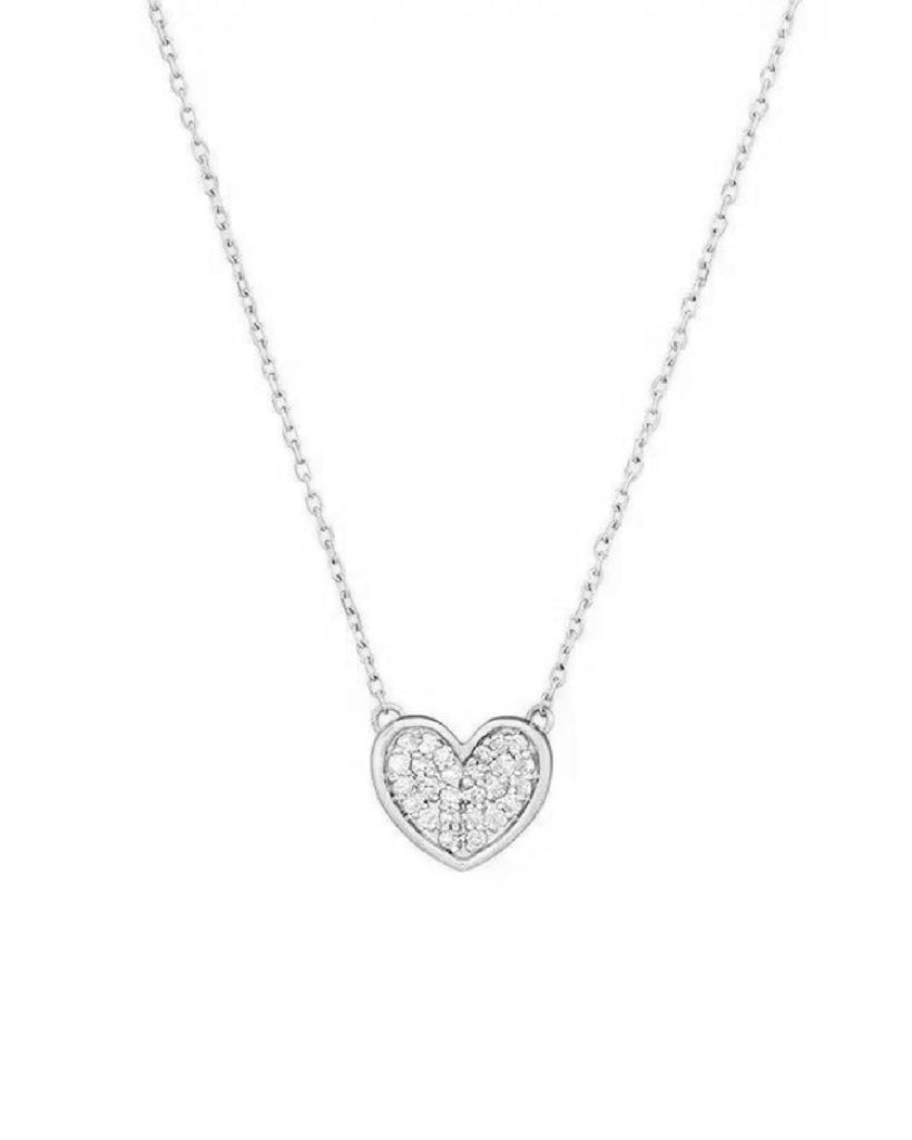 Collana girocollo da donna Piti Malì Charms in argento 925 rodiato con ciondolo a cuore con pavé di zirconi bianchi 1174/C(AG)