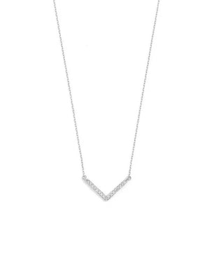 Collana girocollo da donna Piti Malì Layering in argento 925 rodiato con ciondolo a "V" impreziosito da zirconi bianchi 1177/C(AG)